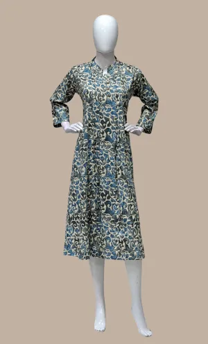 Stone Blue Printed Kurti Dress