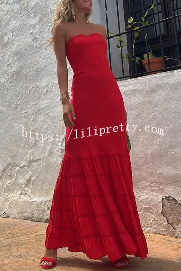 Sweet and Sexy Details Off Shoulder Back Smocked Tiered Hem Maxi Dress