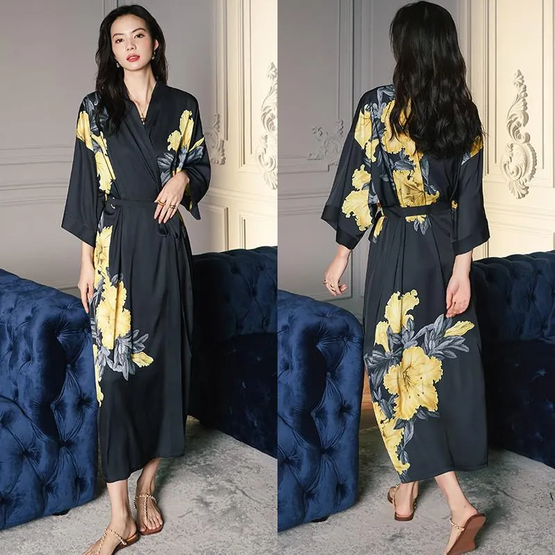 TEEK - Print Flower Long Robe Loungewear
