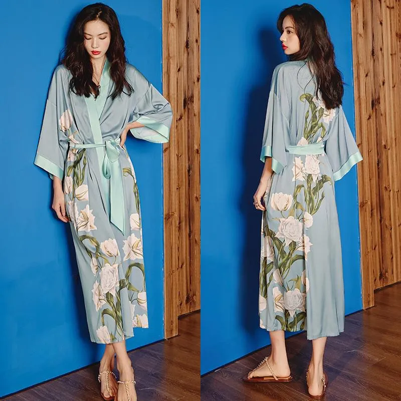 TEEK - Print Flower Long Robe Loungewear