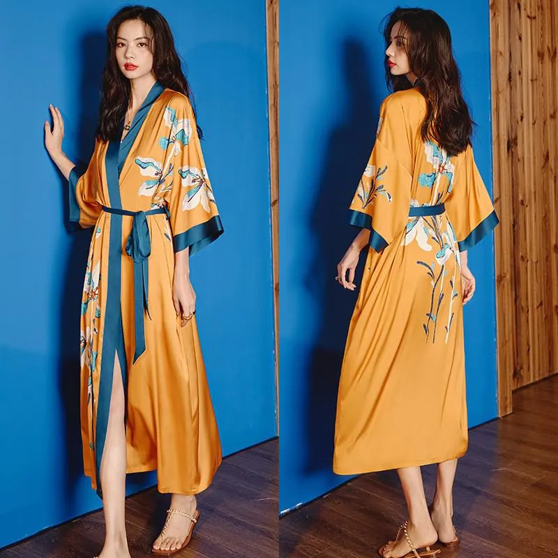 TEEK - Print Flower Long Robe Loungewear