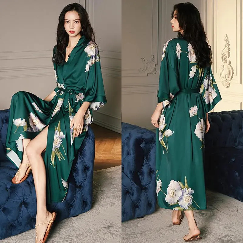 TEEK - Print Flower Long Robe Loungewear