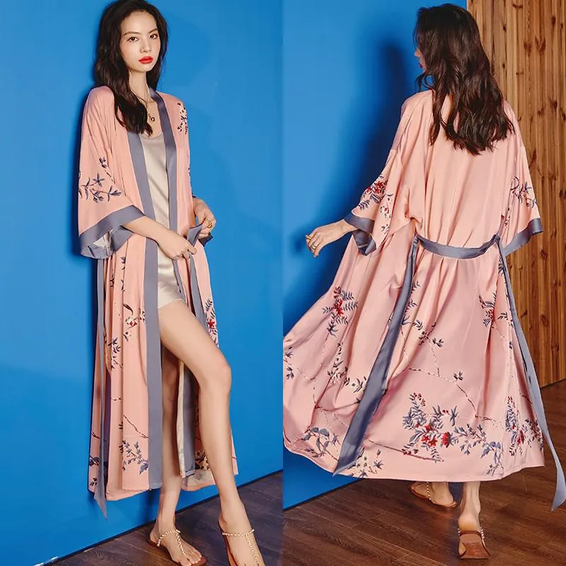 TEEK - Print Flower Long Robe Loungewear