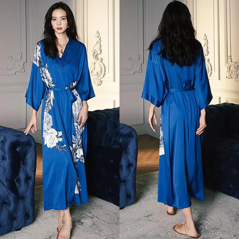 TEEK - Print Flower Long Robe Loungewear