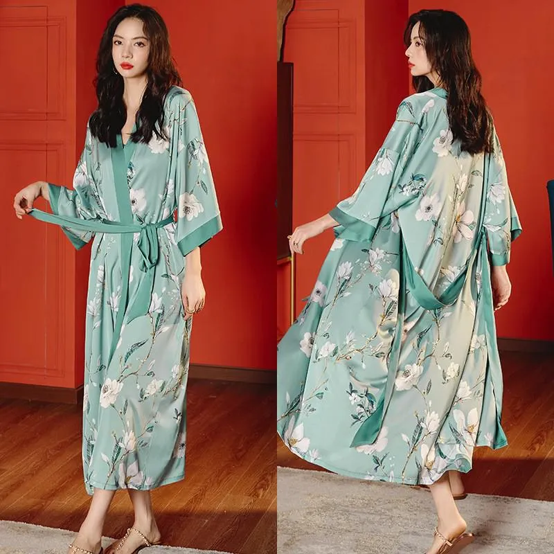 TEEK - Print Flower Long Robe Loungewear