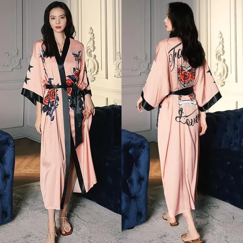 TEEK - Print Flower Long Robe Loungewear