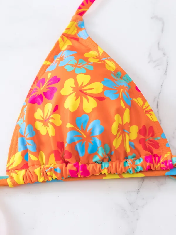 TEEK - Triangle Cup Printed Lace-Up Bikini