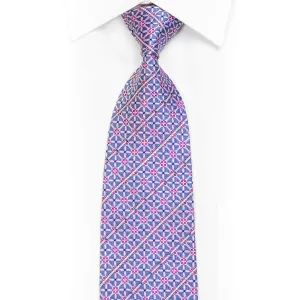 Trellis & Striped On Blue Rhinestone Tie