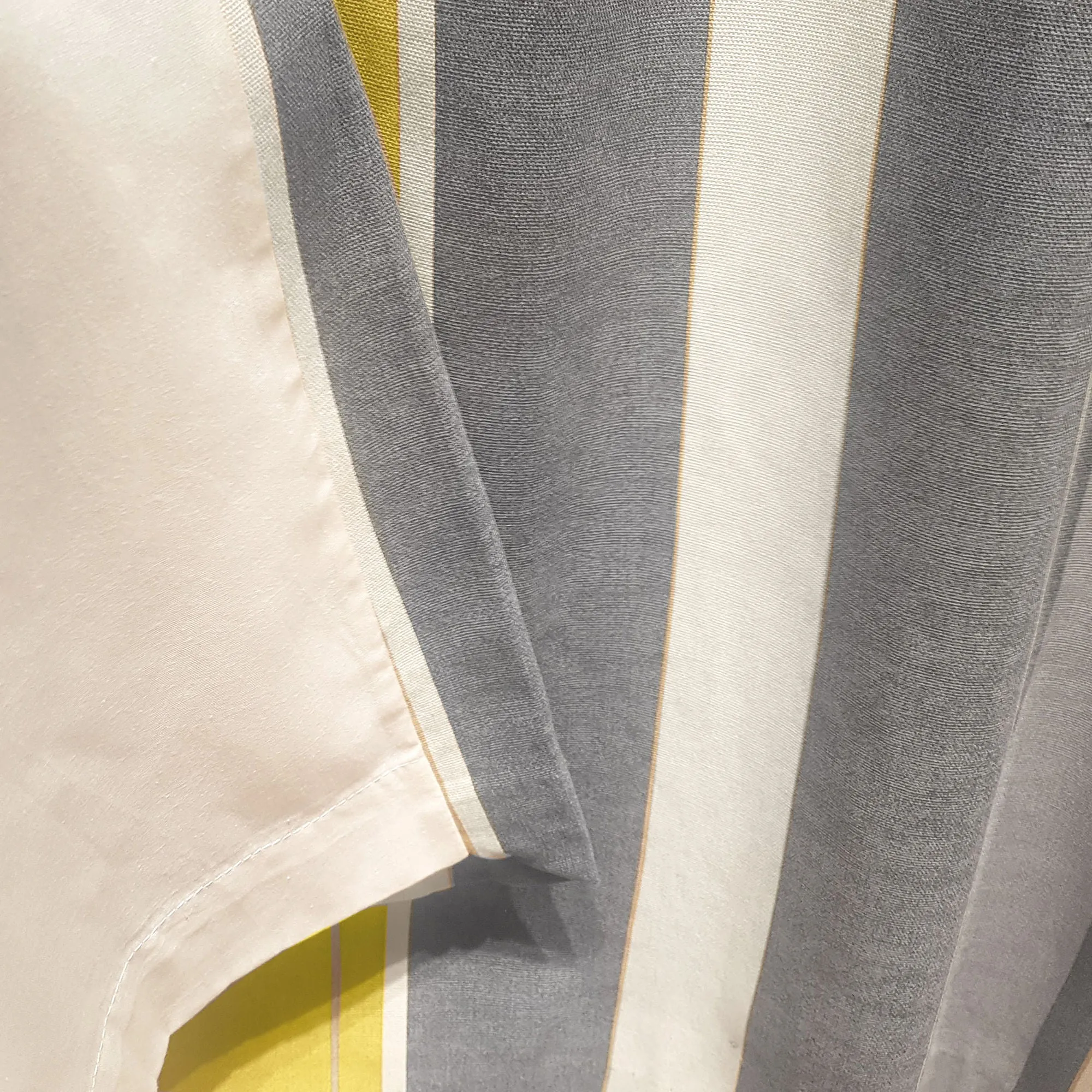 Whitworth Stripe Pair of Eyelet Curtains by Fusion in Ochre