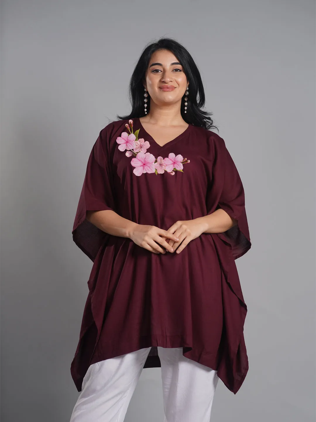 Wine Rayon KaftanKurta - Shiraz