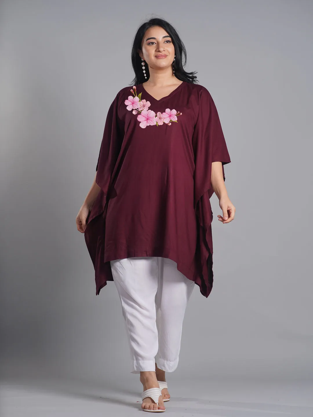 Wine Rayon KaftanKurta - Shiraz