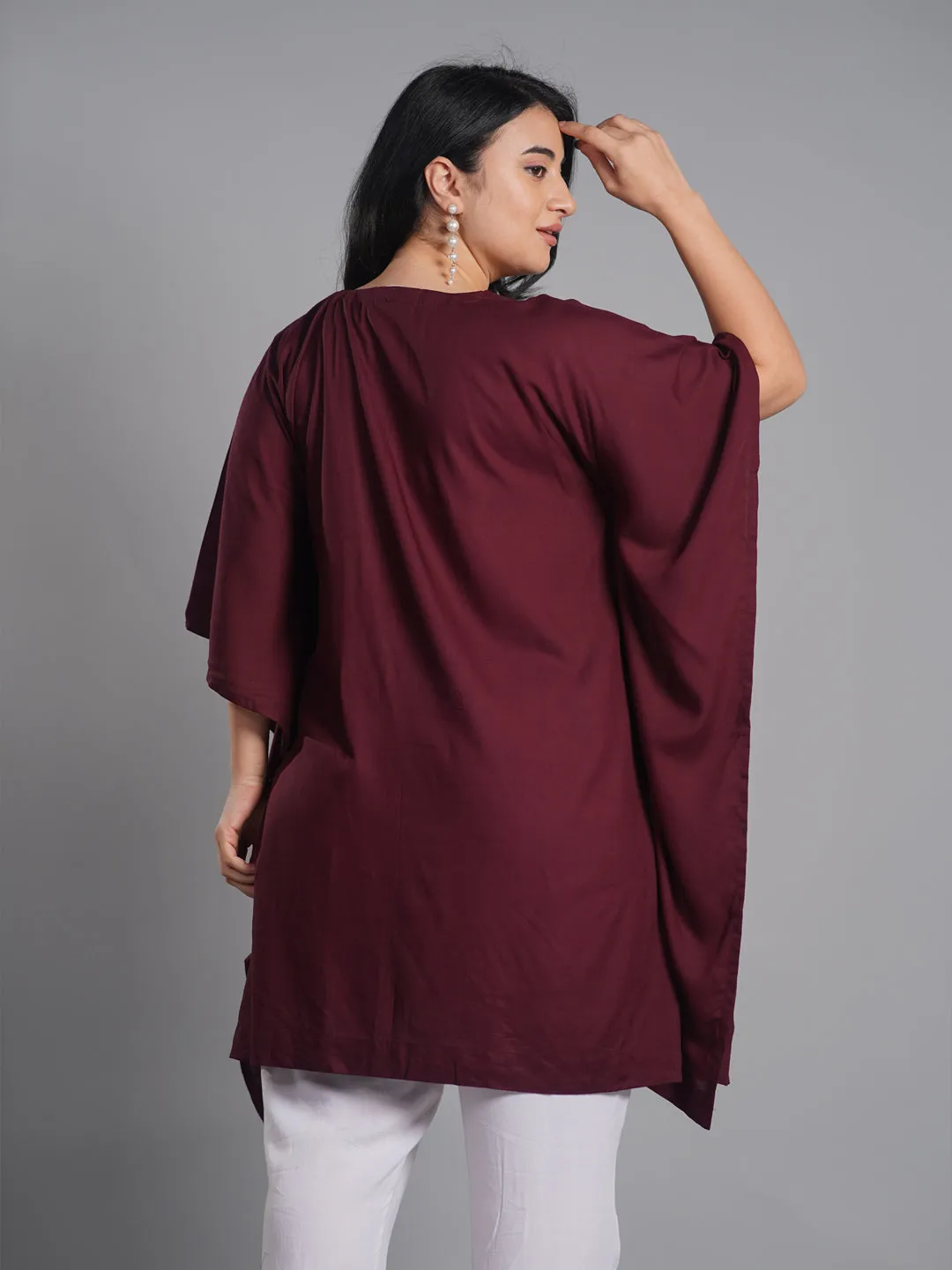 Wine Rayon KaftanKurta - Shiraz